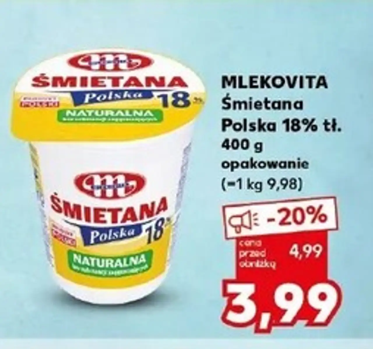 MLEKOVITA Śmietana Polska 18% tł. 400 g