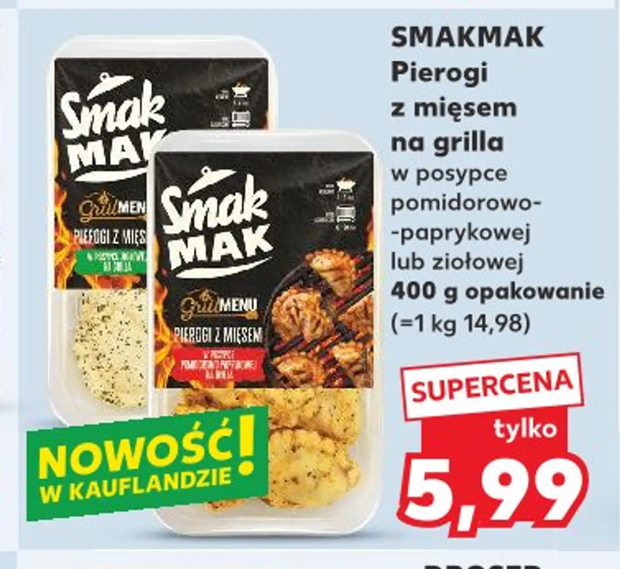 Pierogi z mięsem na grilla w posypce pomidorowo-paprykowej lub ziołowej 400 g opakowanie