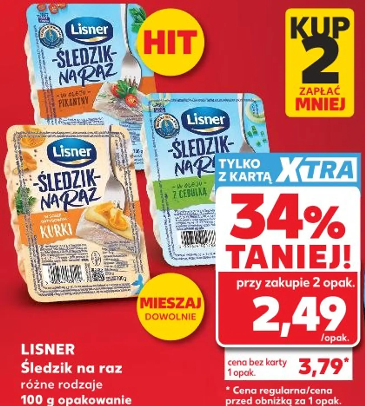 LISNER Śledzik na raz różne rodzaje 100 g opakowanie
