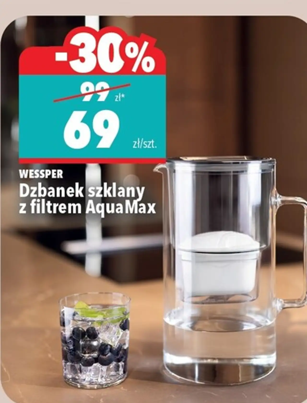 Dzbanek szklany z filtrem AquaMax WESSPER
