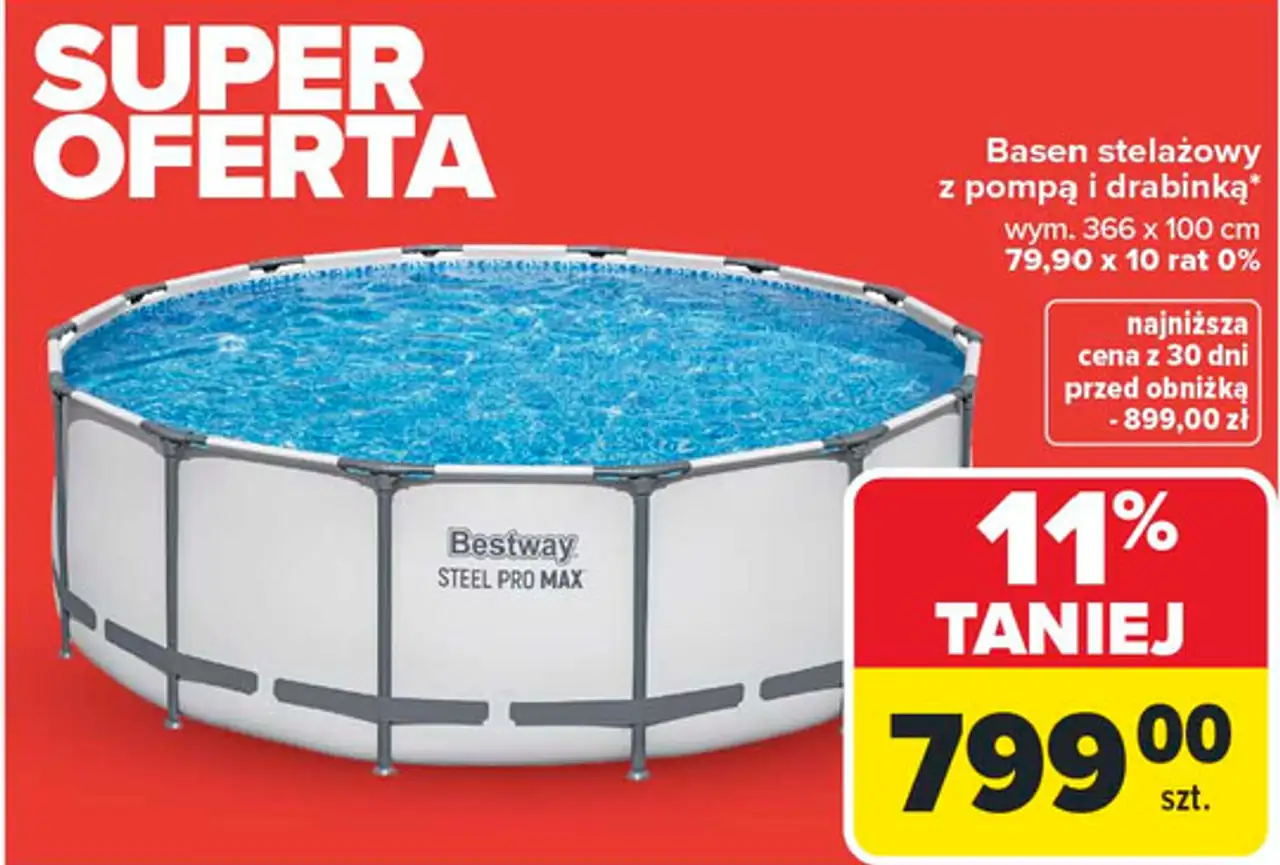 Basen stelażowy z pompą i drabinką* wym. 366 x 100 cm Bestway
