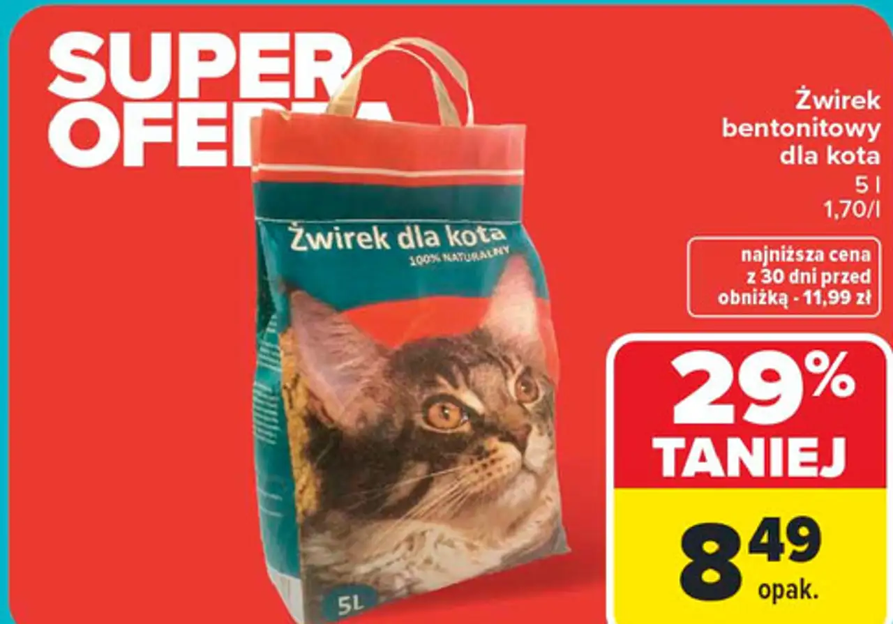 Żwirek bentonitowy dla kota 5 l 1,70/l