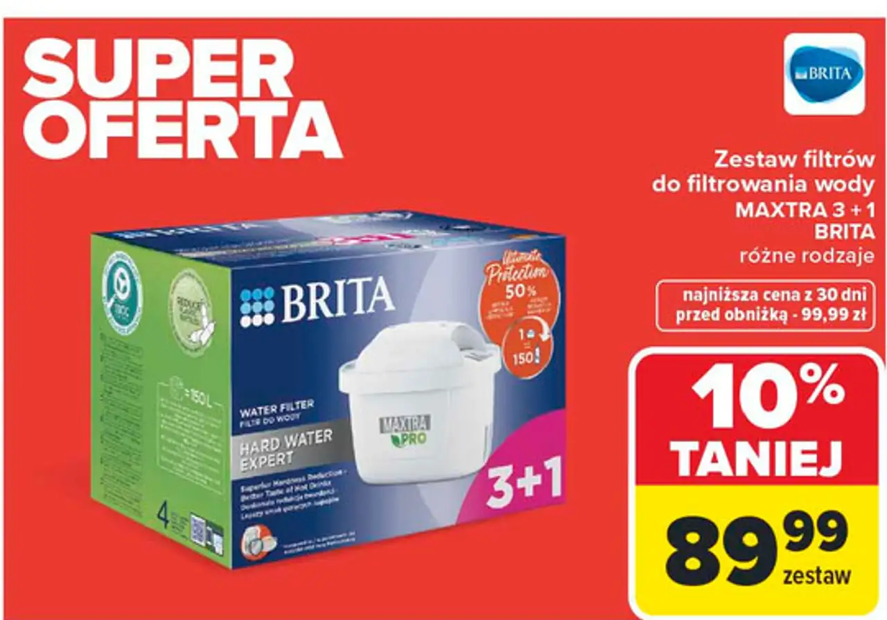Zestaw filtrów do filtrowania wody MAXTRA 3+1 BRITA różne rodzaje