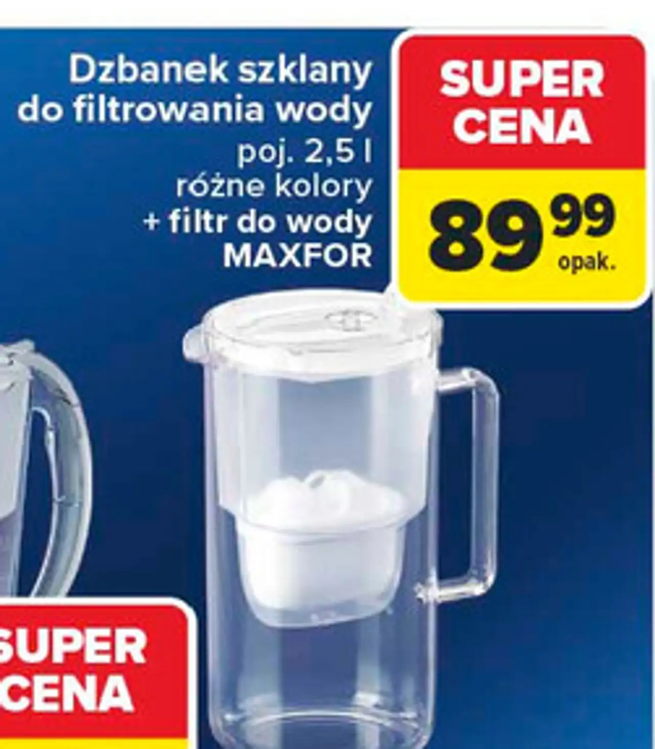 Dzbanek szklany do filtrowania wody