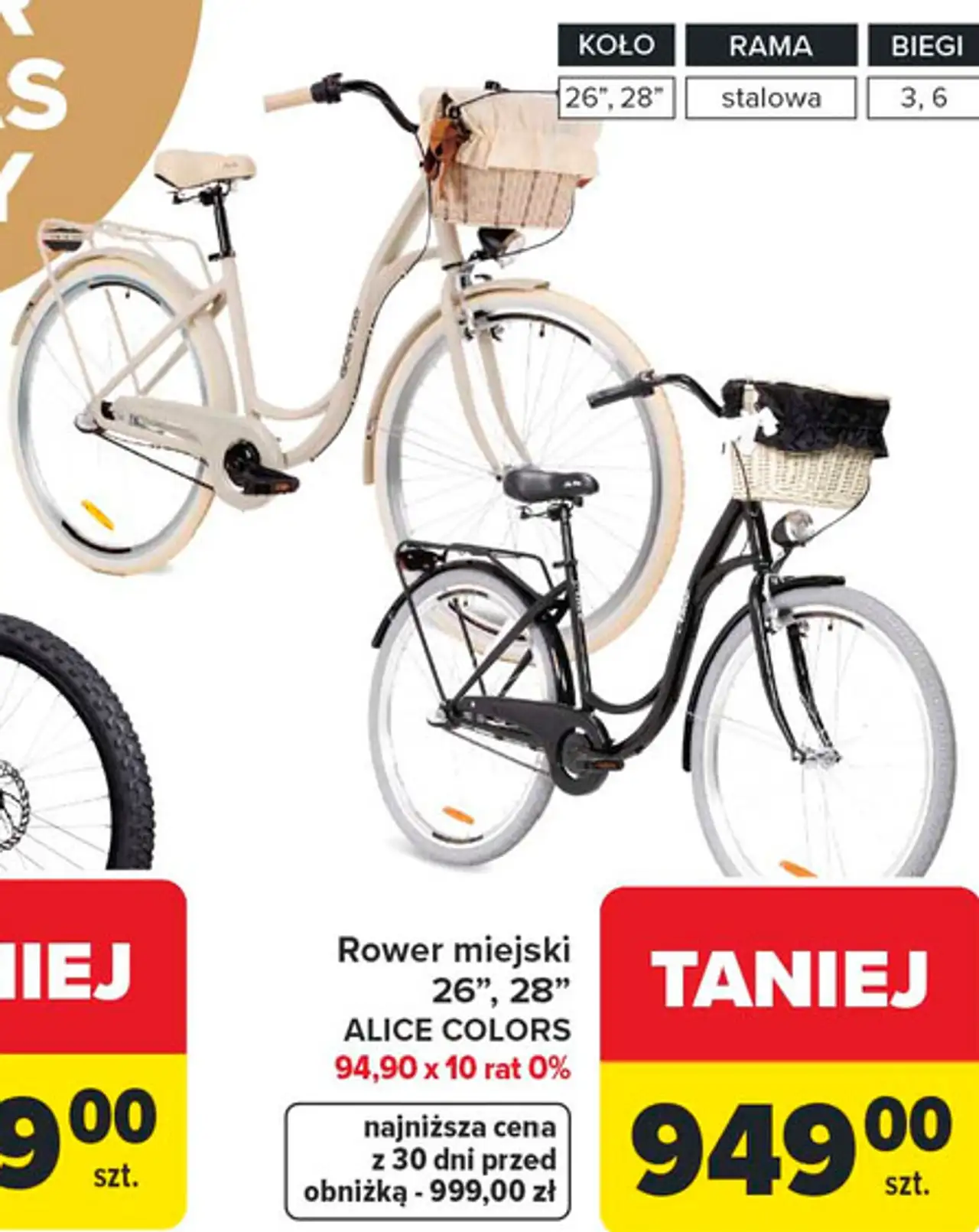 Rower miejski 26", 28" ALICE COLORS