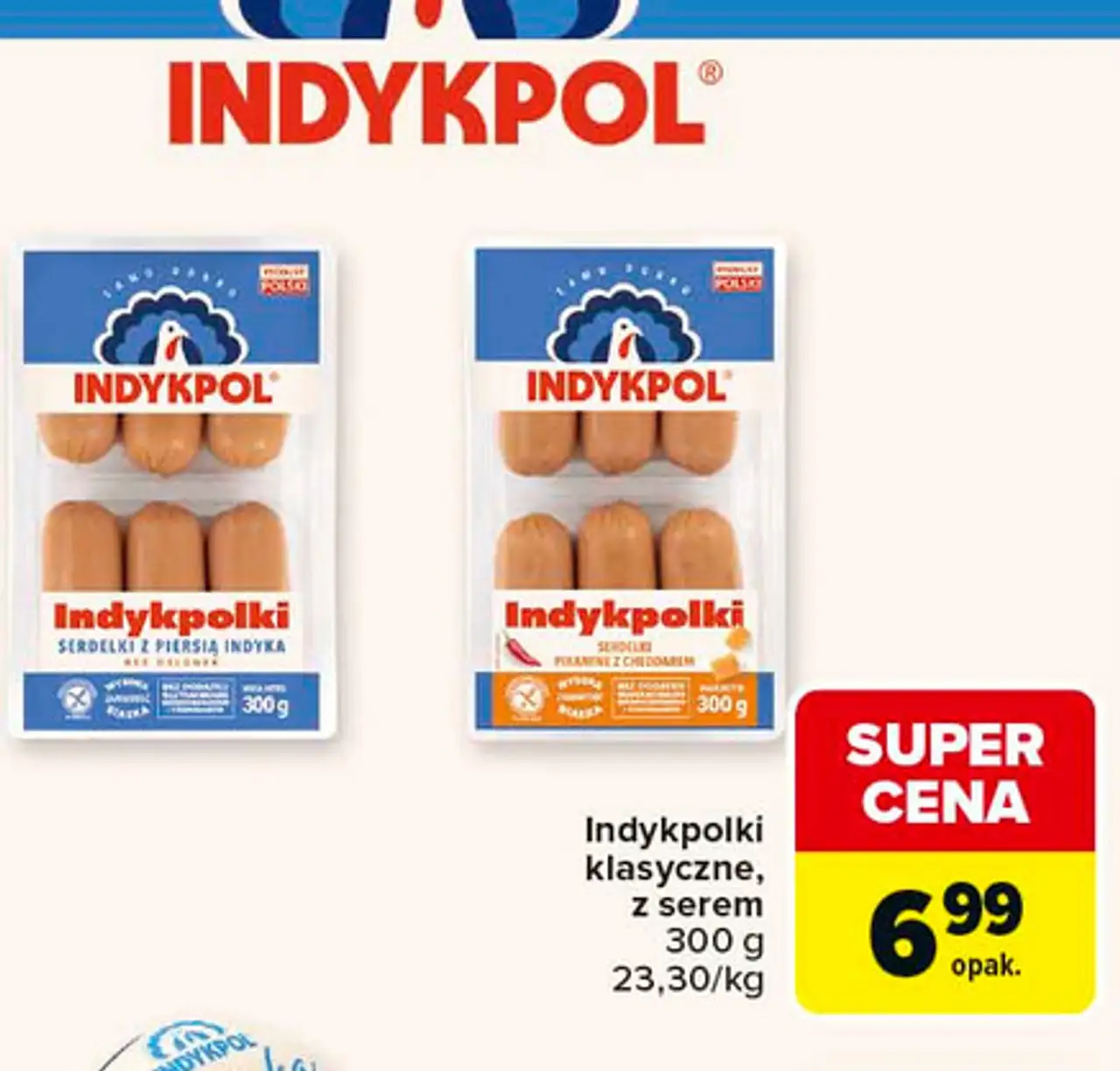 Serdelki indykpolki pikantne z cheddarem Indykpol