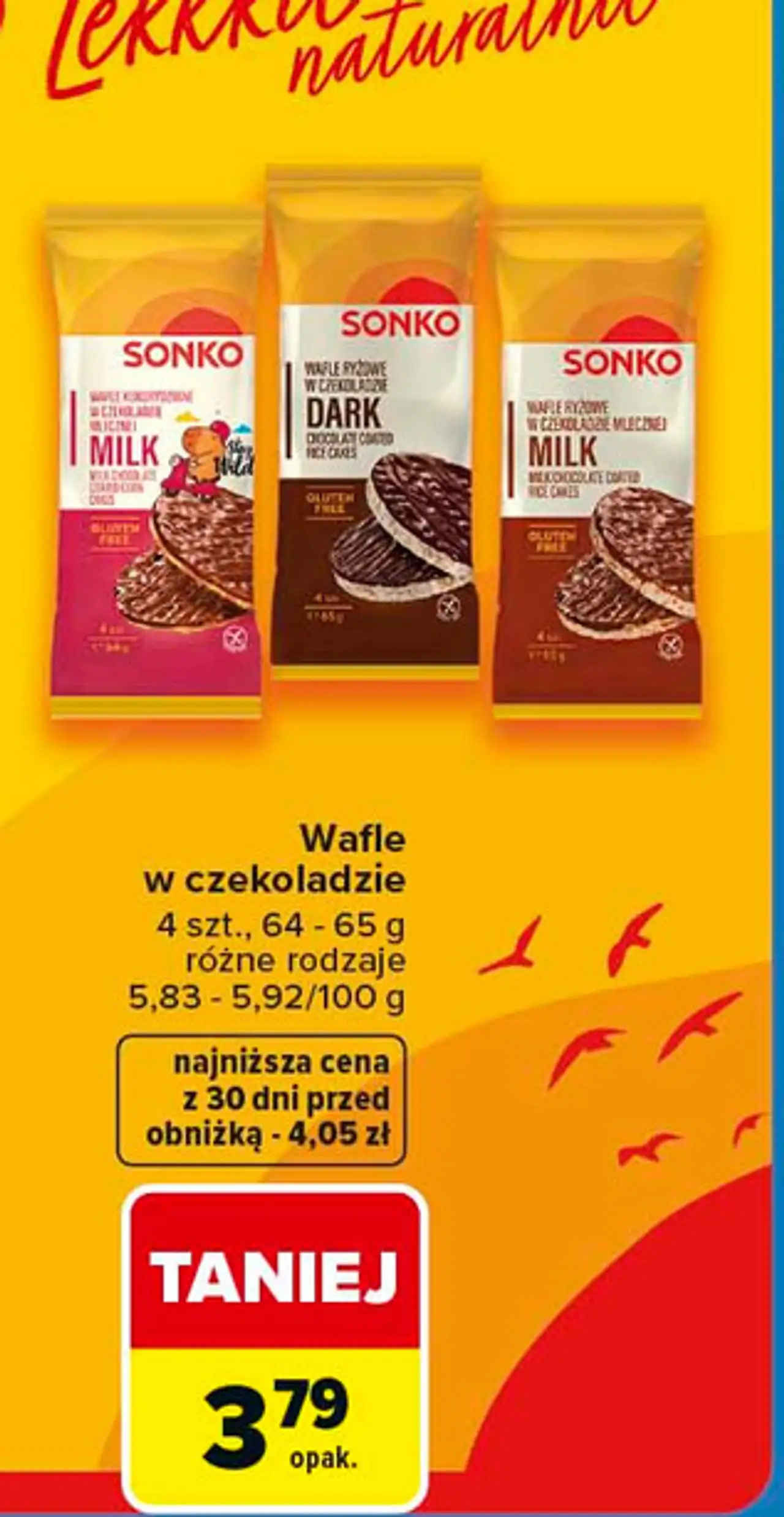 Wafle kukurydziane w czekoladzie mlecznej Sonko