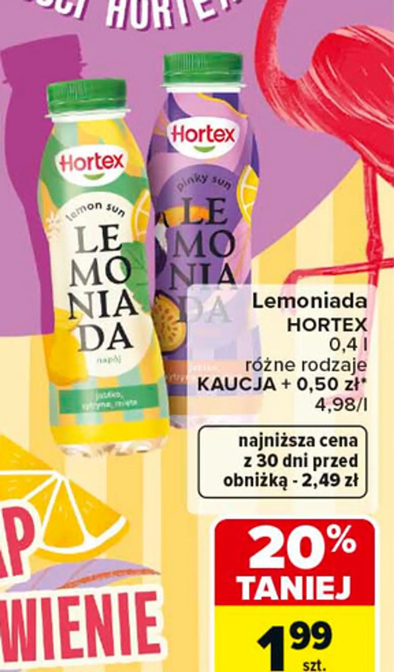 Lemoniada pinky sun jabłko, cytryna i marakuja Hortex