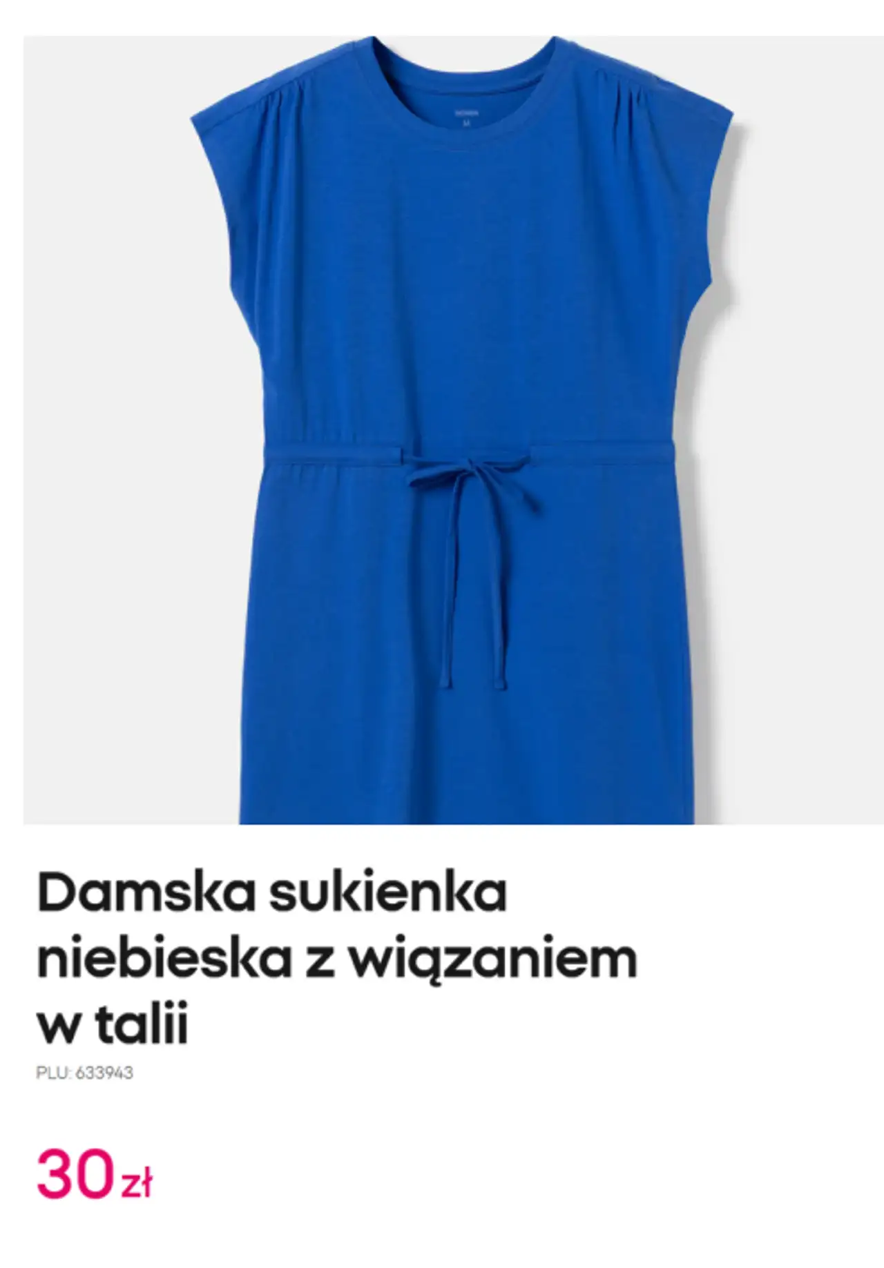 Damska sukienka niebieska z wiązaniem w talii