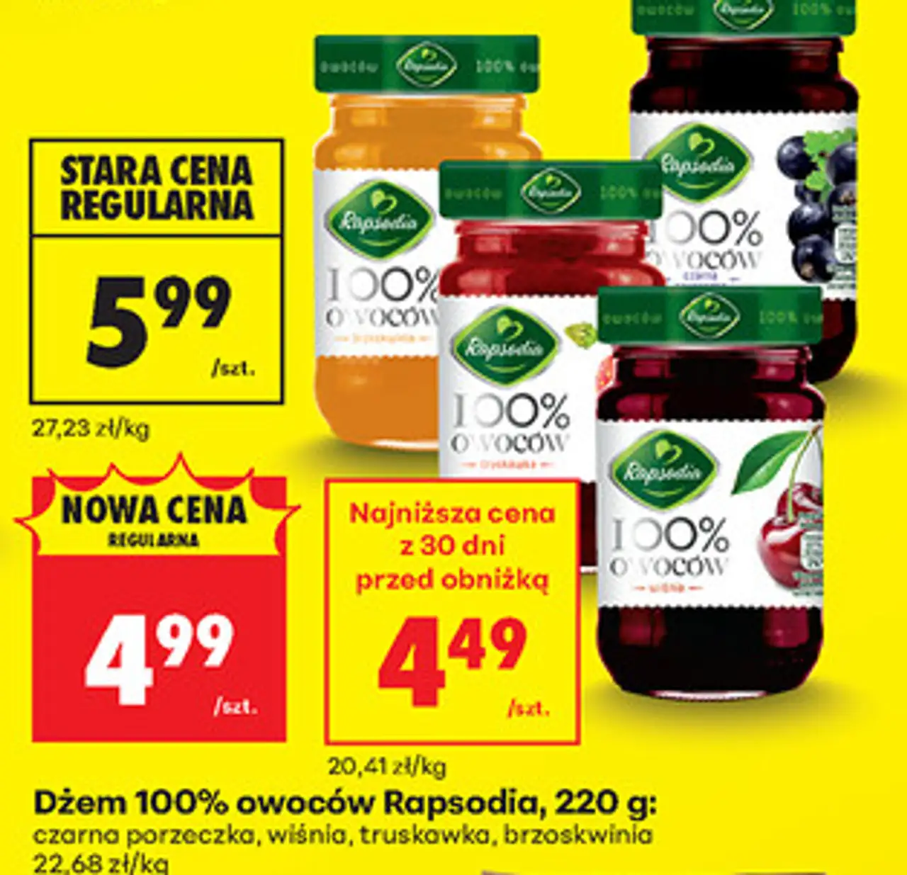 Dżem 6kcal Łowicz, 200 g: truskawkowy, porzeczkowy, wiśniowy