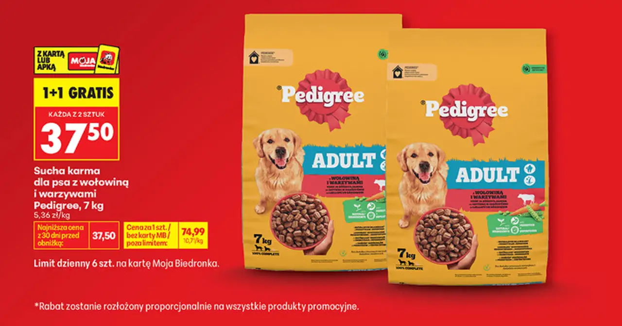 Sucha karma dla psa z wołowiną i warzywami Pedigree, 7 kg