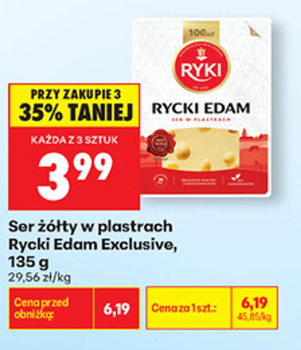 Ser żółty w plastrach Rycki Edam Exclusive, 135 g
