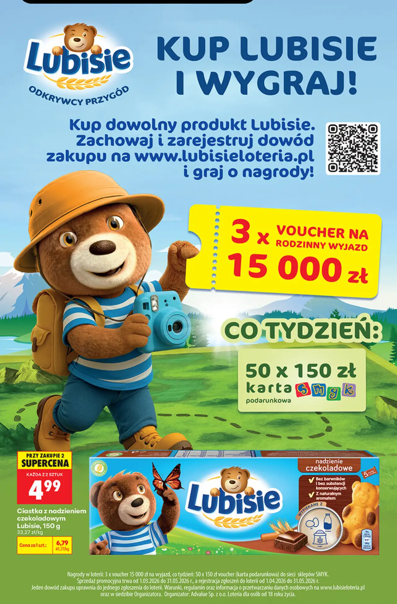 Ciastka z nadzieniem czekoladowym Lubisie, 150 g