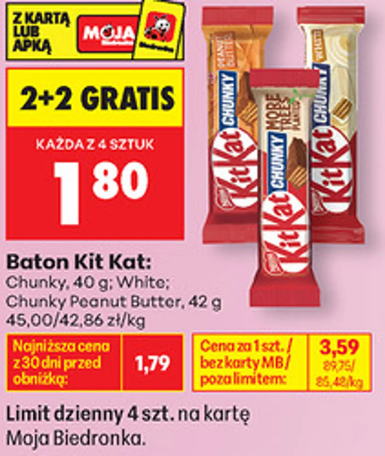 Baton Kit Kat: Chunky, 40 g; White; Chunky Peanut Butter, 42 g
