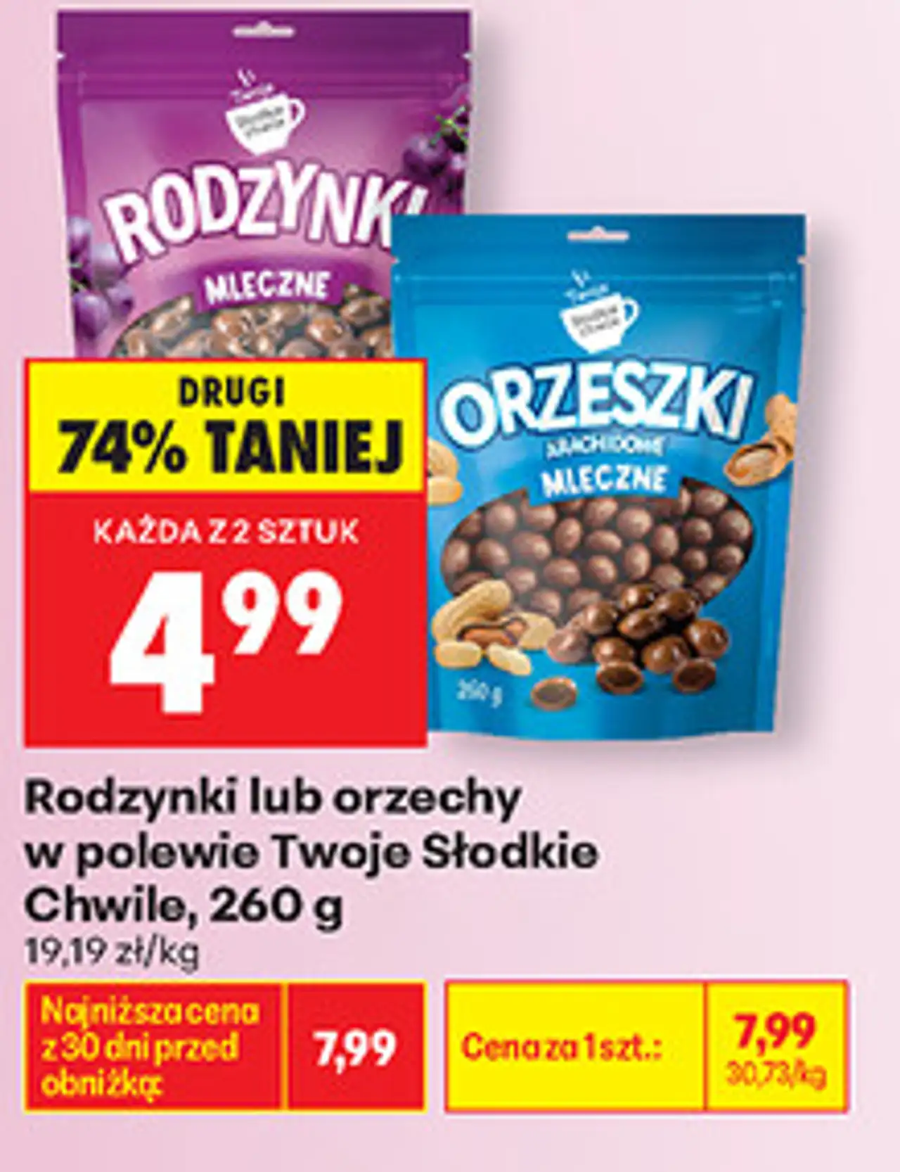 Rodzynki lub orzechy w polewie Twoje Słodkie Chwile, 260 g