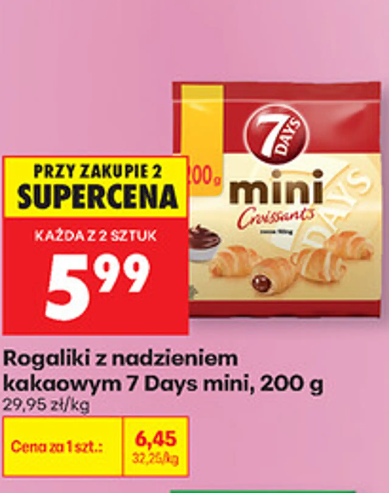 Rogaliki z nadzieniem kakaowym 7 Days mini, 200 g