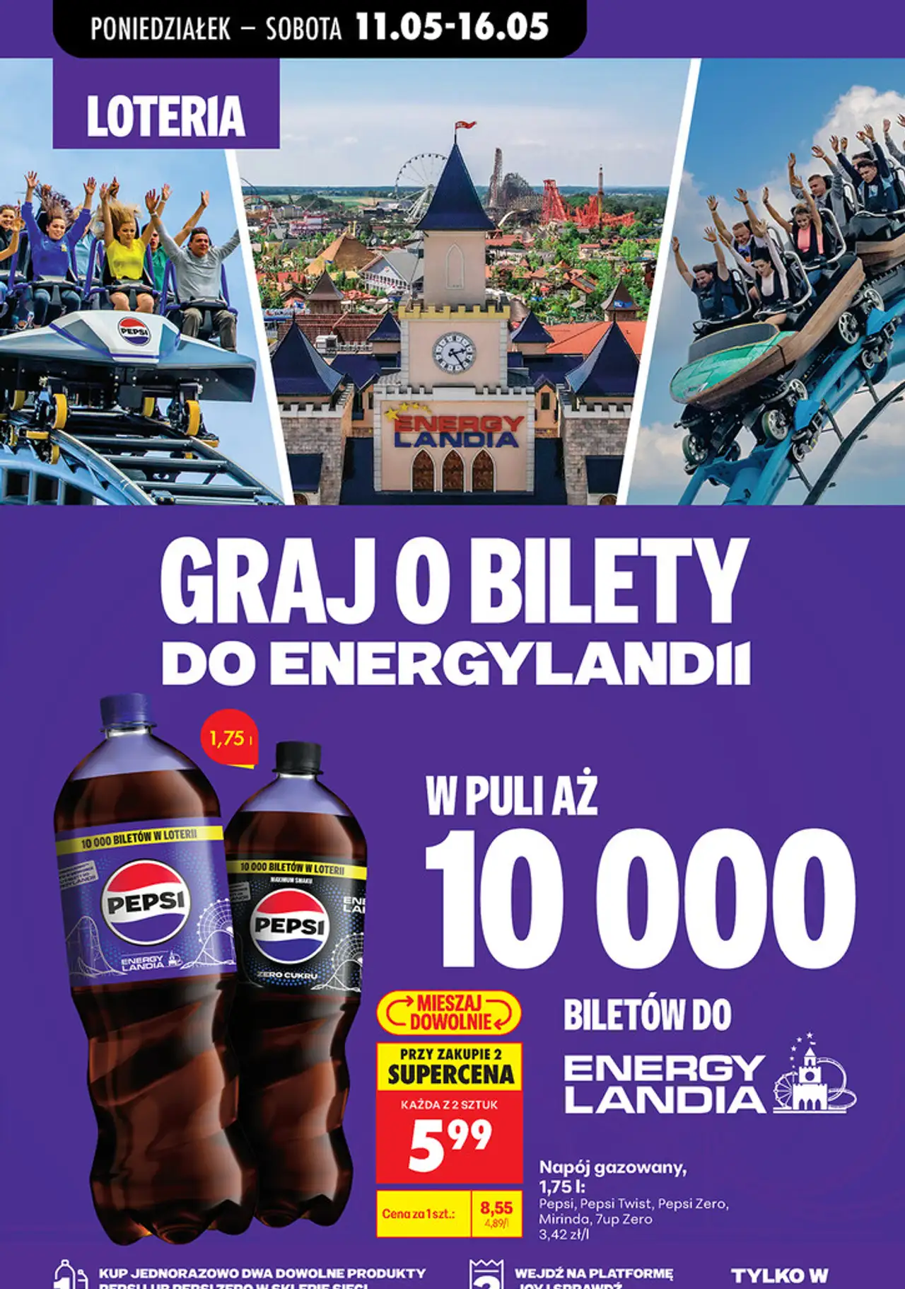 Napój gazowany Pepsi, Pepsi Twist, Pepsi Zero, Mirinda, 7up Zero, 1,75 l