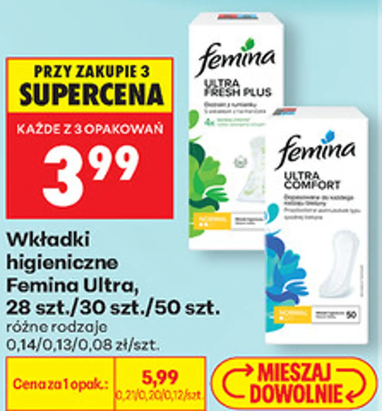 Wkładki higieniczne Femina Ultra, 28 szt./30 szt./50 szt.