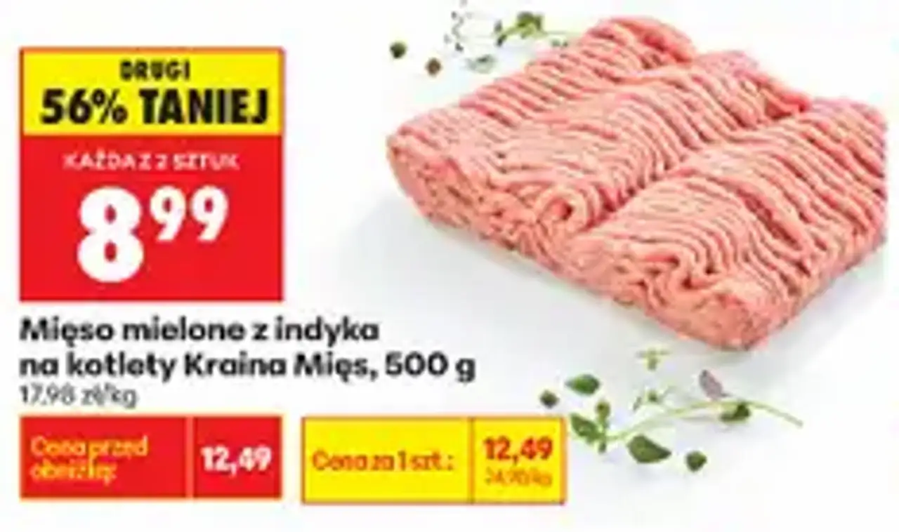 Mięso mielone z indyka na kotlety Kraina Mięs, 500 g
