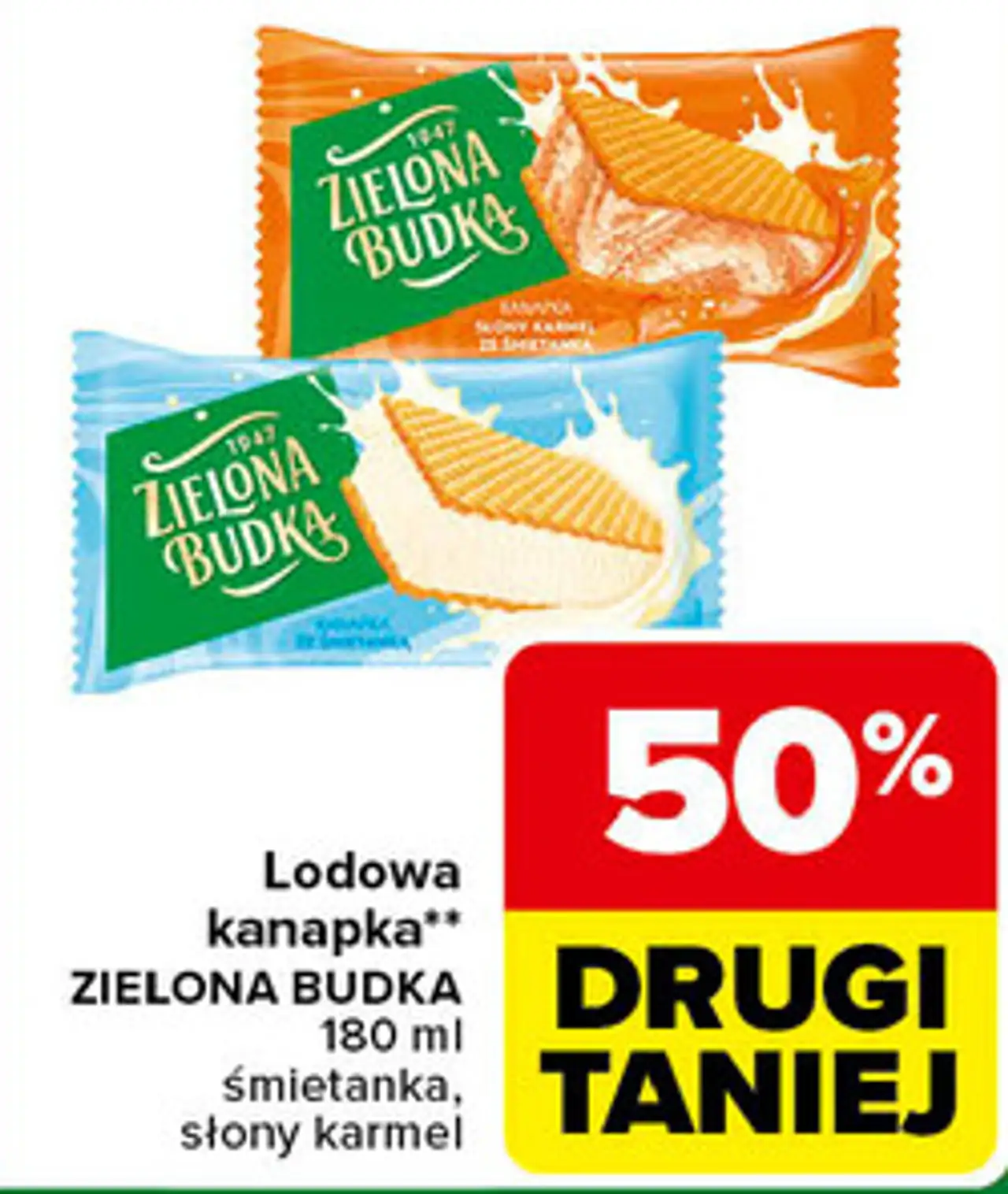 Lodowa kanapka** ZIELONA BUDKA 180 ml śmietanka, słony karmel