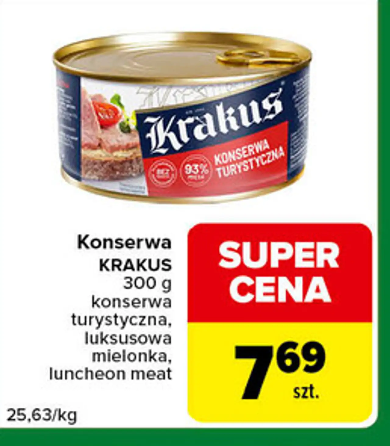 Konserwa KRAKUS 300 g konserwa turystyczna, luksusowa mielonka, luncheon meat