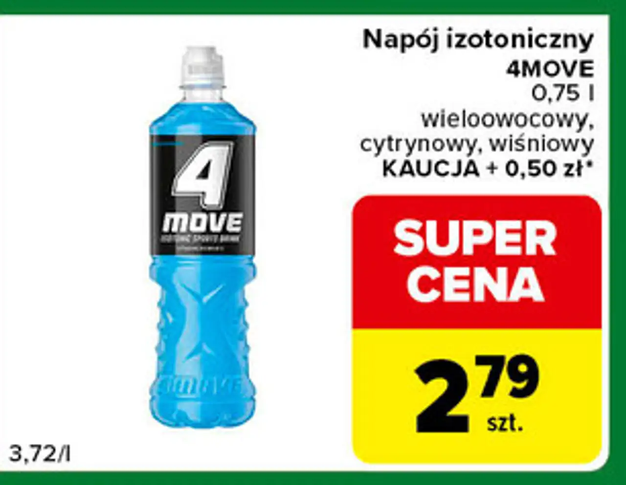 Napój izotoniczny 4MOVE 0,75 l wieloowocowy, cytrynowy, wiśniowy
