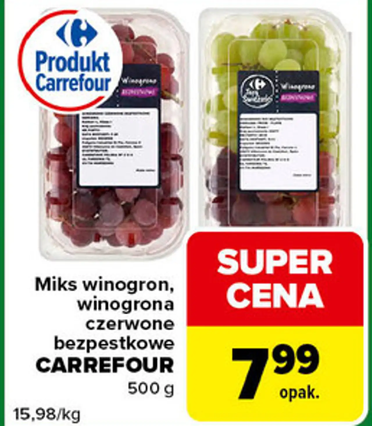 Miks winogron, winogrona czerwone bezpestkowe CARREFOUR