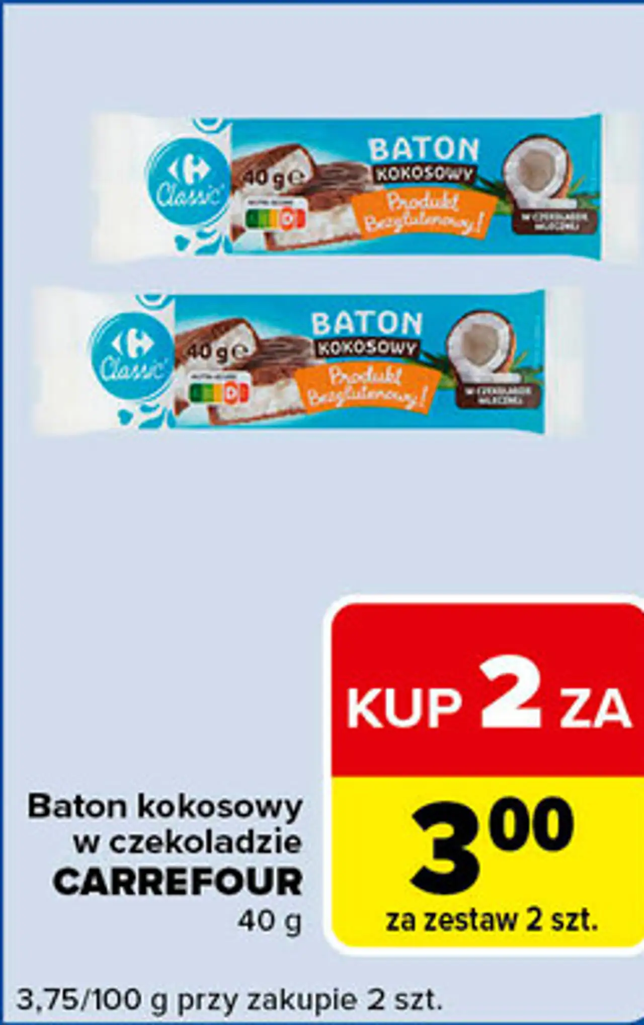 Baton kokosowy w czekoladzie CARREFOUR 40 g