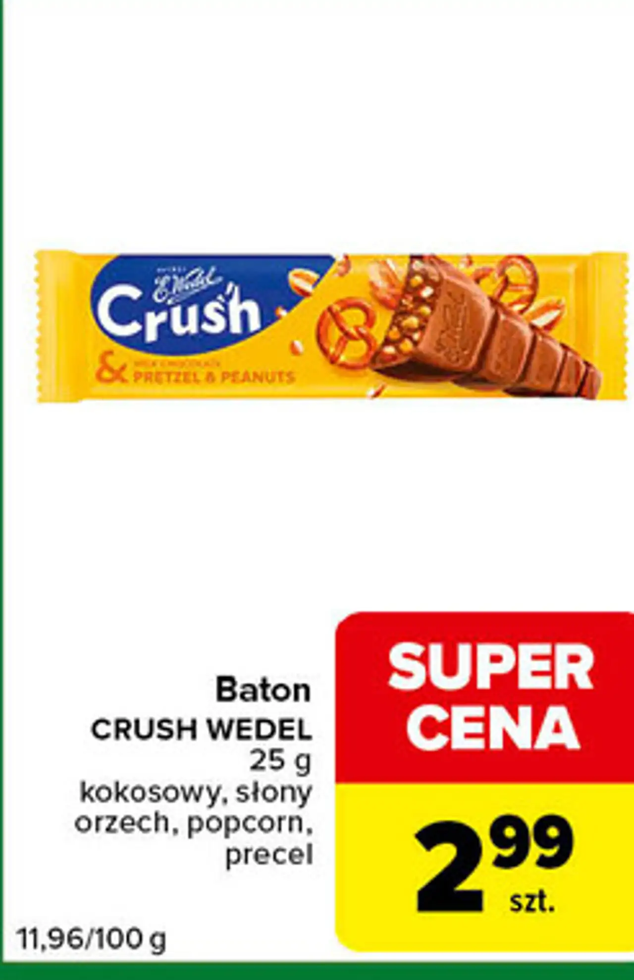 Baton CRUSH WEDEL kokosowy, słony orzech, popcorn, precel 25 g