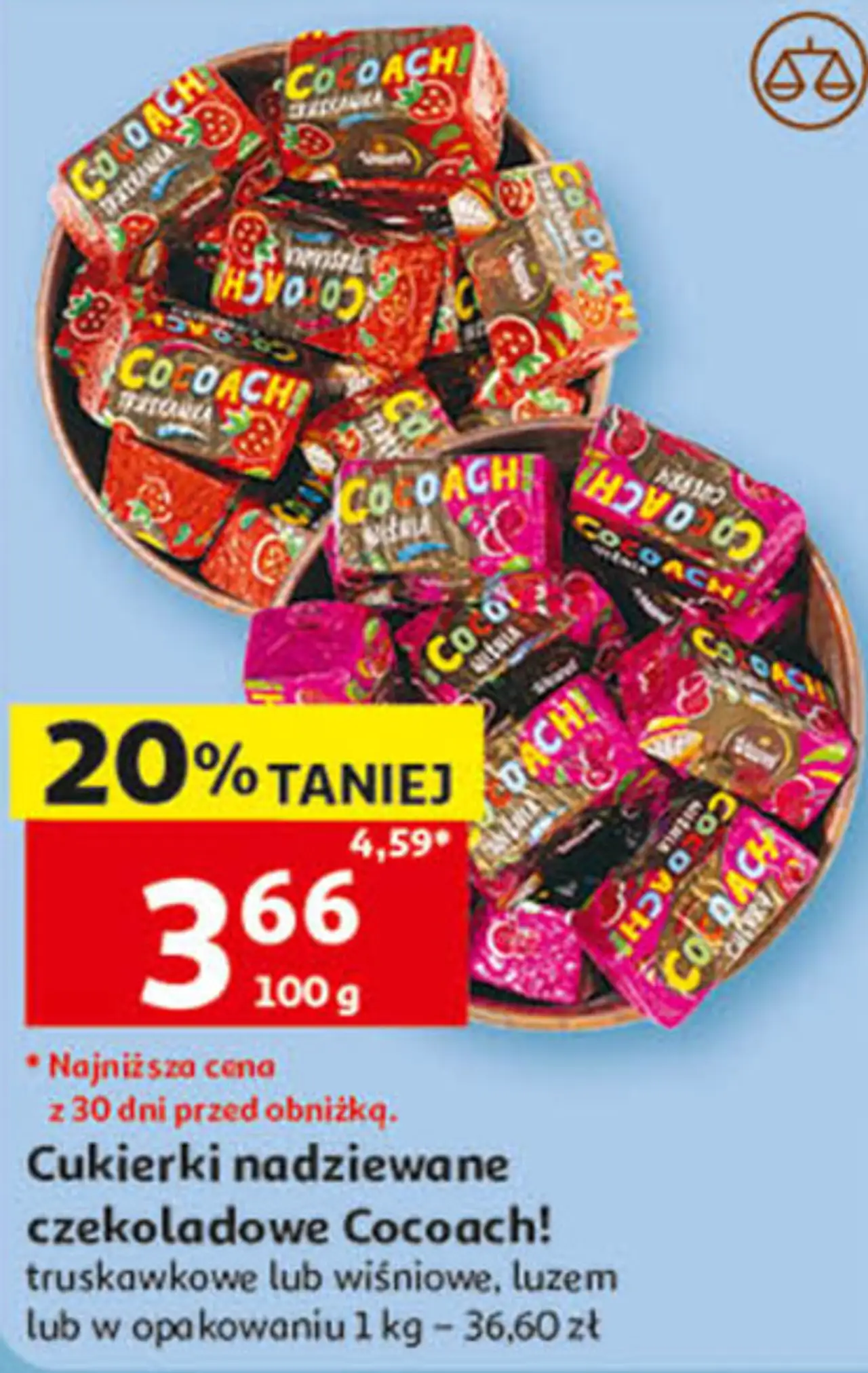Cukierki nadziewane czekoladowe Cocoach! truskawkowe lub wiśniowe, luzem lub w opakowaniu 1 kg