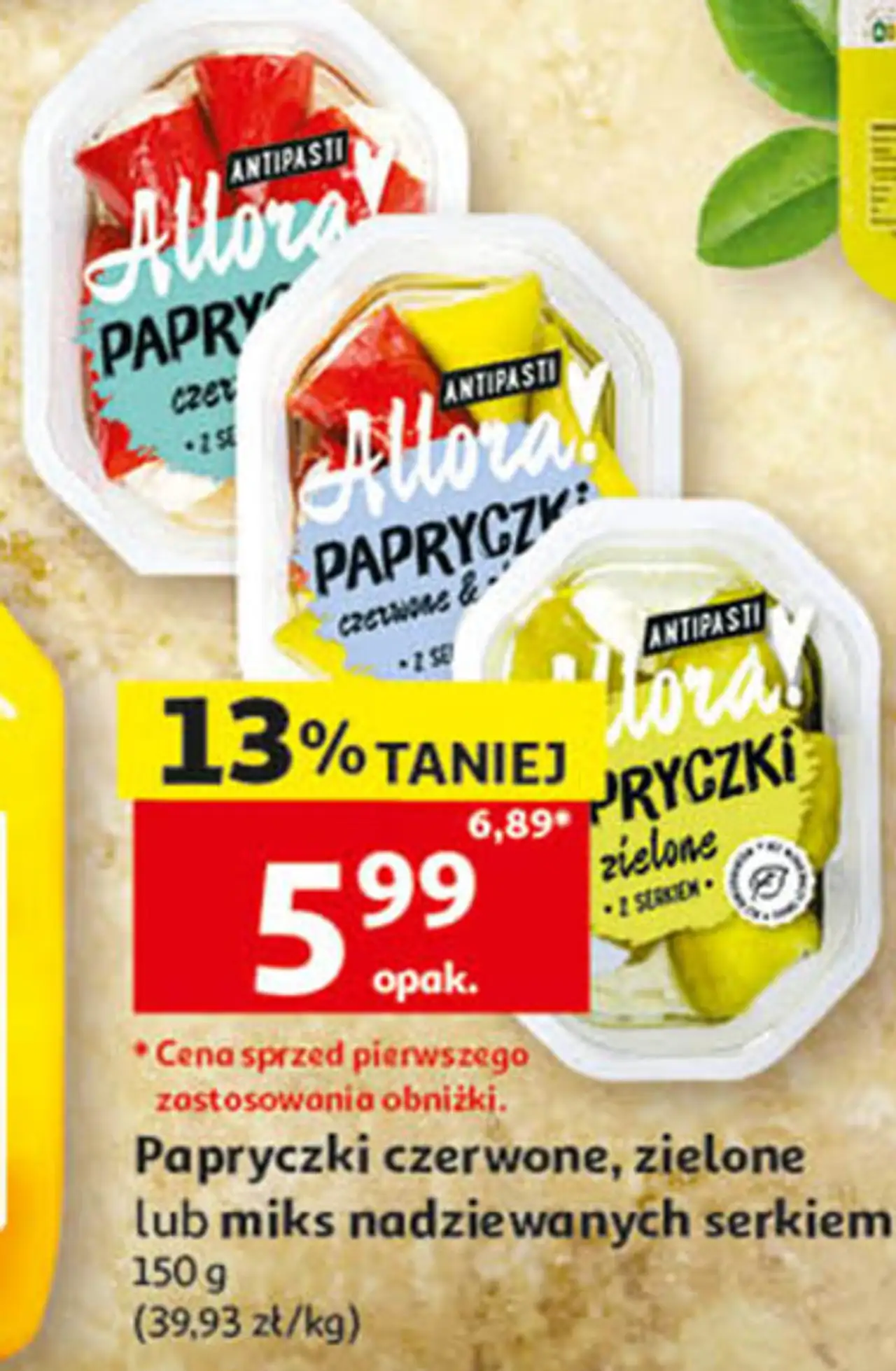 Papryczki czerwone, zielone lub miks nadziewanych serkiem Allora
