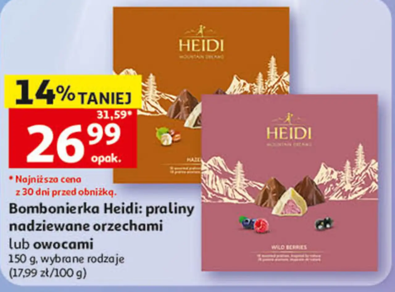 Bombonierka Heidi: praliny nadziewane orzechami lub owocami