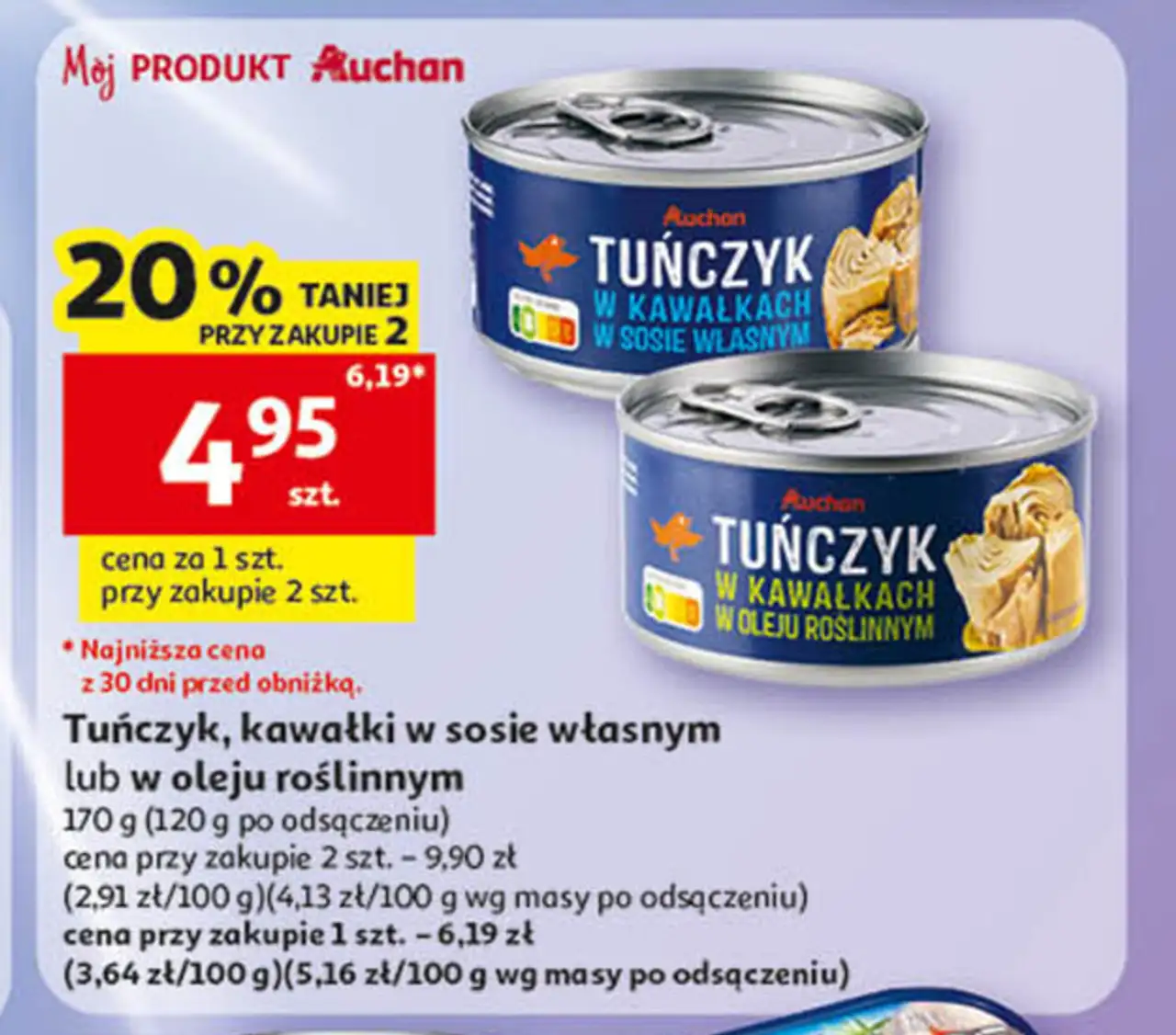 Tuńczyk, kawałki w sosie własnym lub w oleju roślinnym