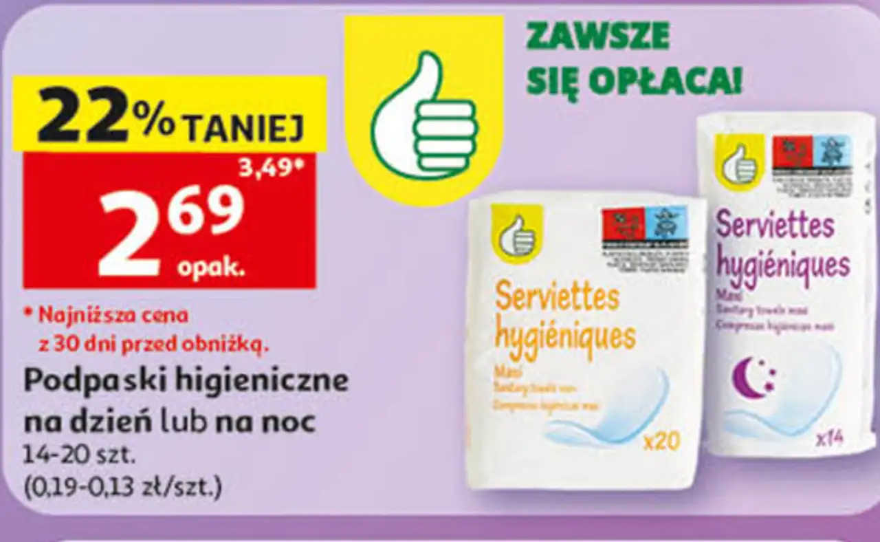 Podpaski higieniczne na dzień lub na noc 14-20 szt.