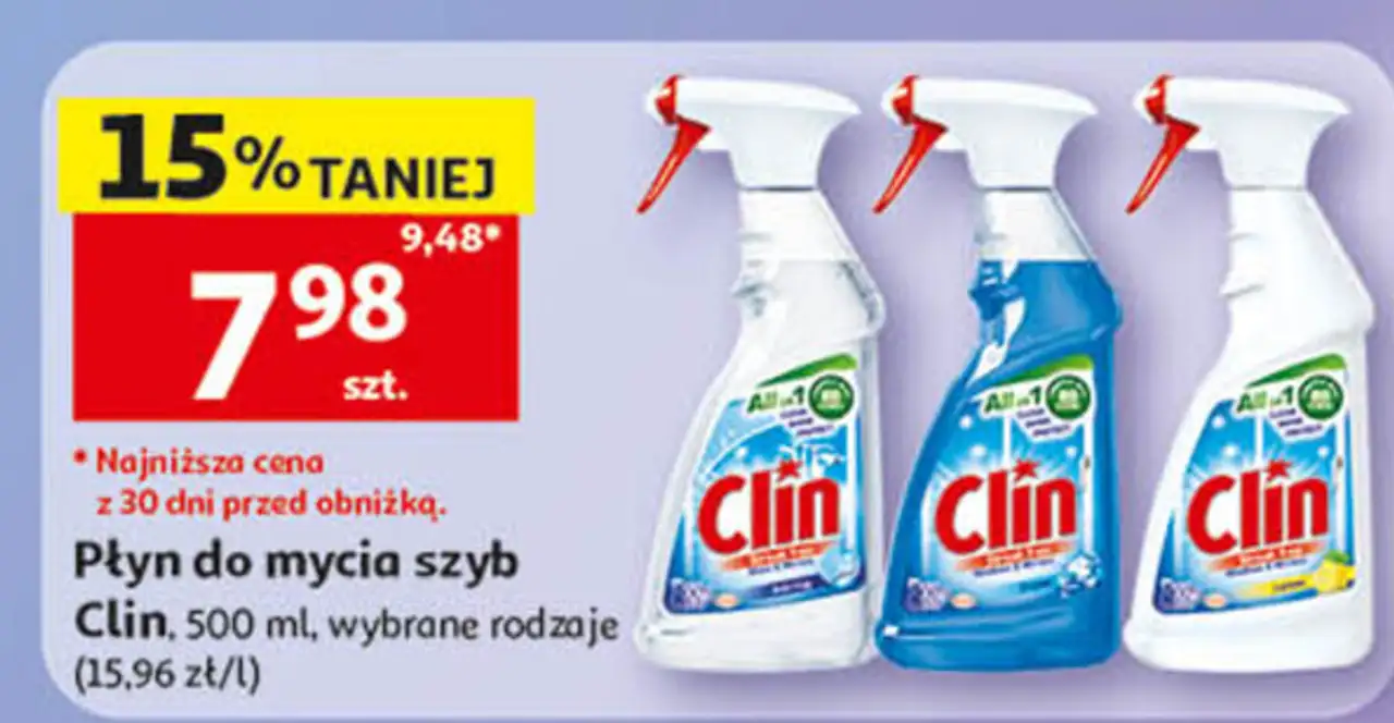 Płyn do mycia szyb Clin, 500 ml, wybrane rodzaje