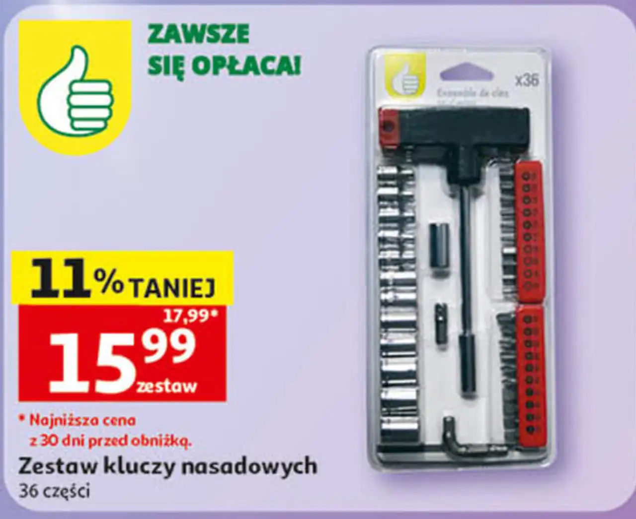 Zestaw kluczy nasadowych 36 części