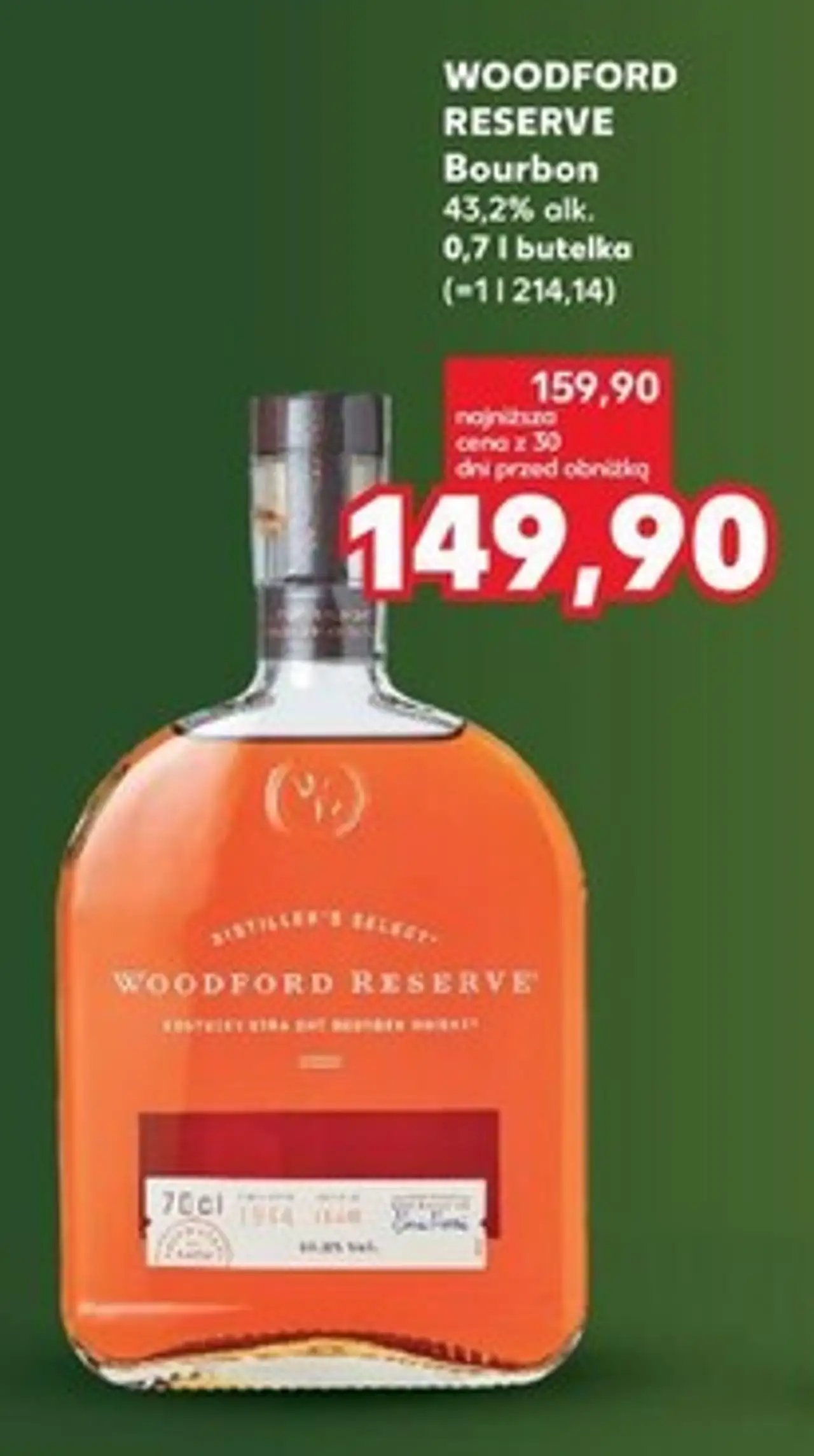 WOODFORD RESERVE Bourbon 43,2% alk. 0,7 l butelka