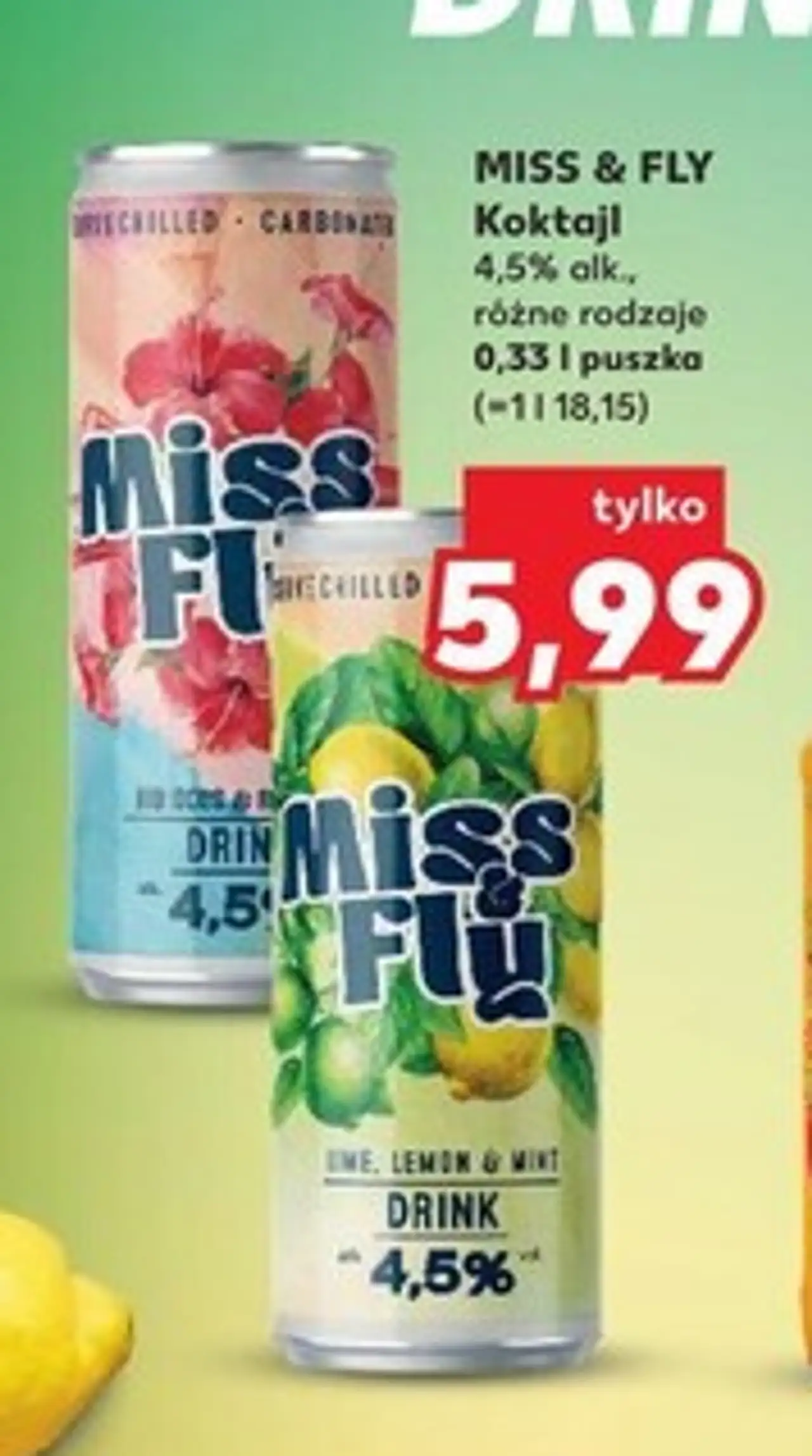 MISS & FLY Koktajl 4,5% alk., różne rodzaje 0,33 l puszka