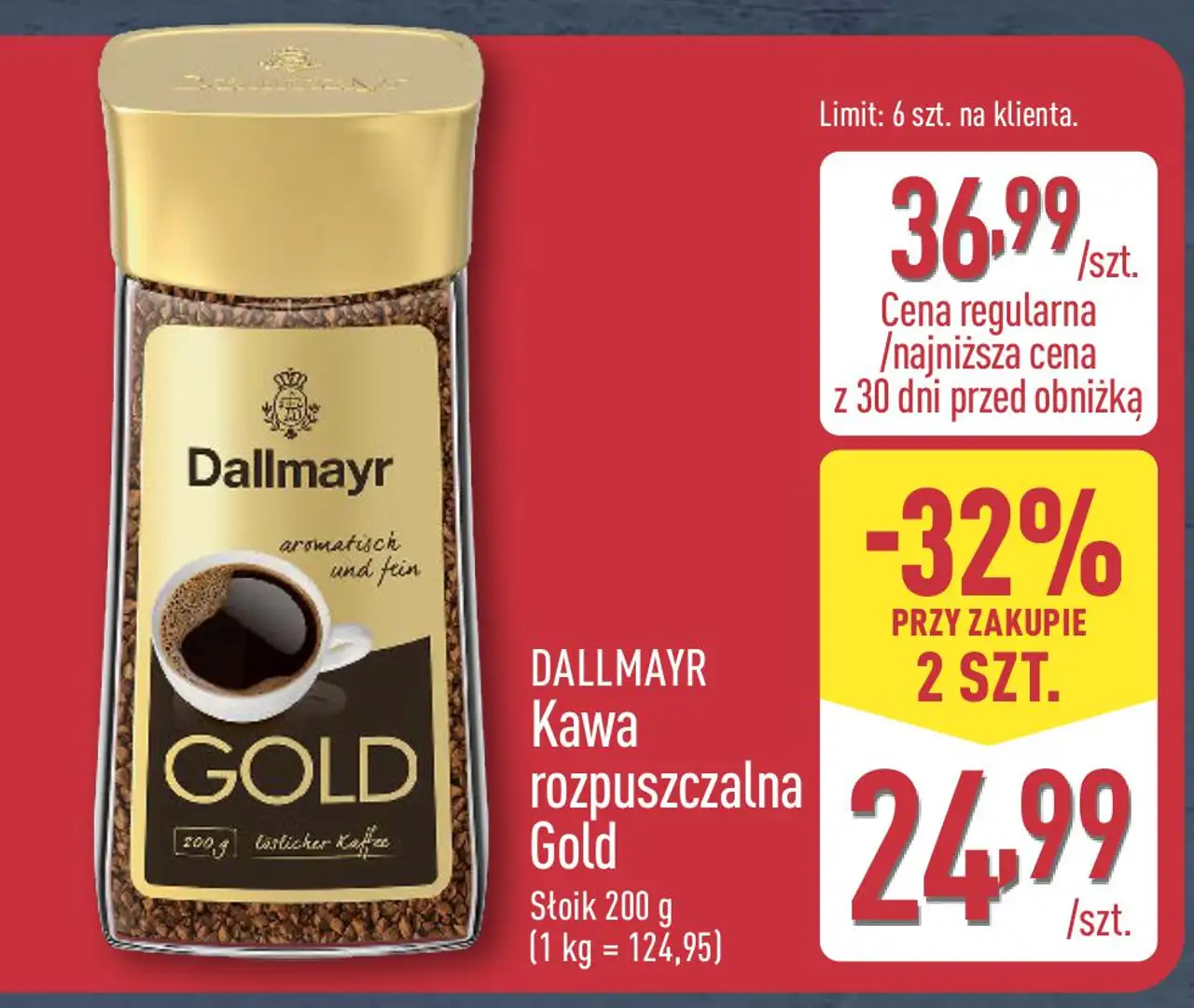 DALLMAYR Kawa rozpuszczalna Gold Słoik 200 g