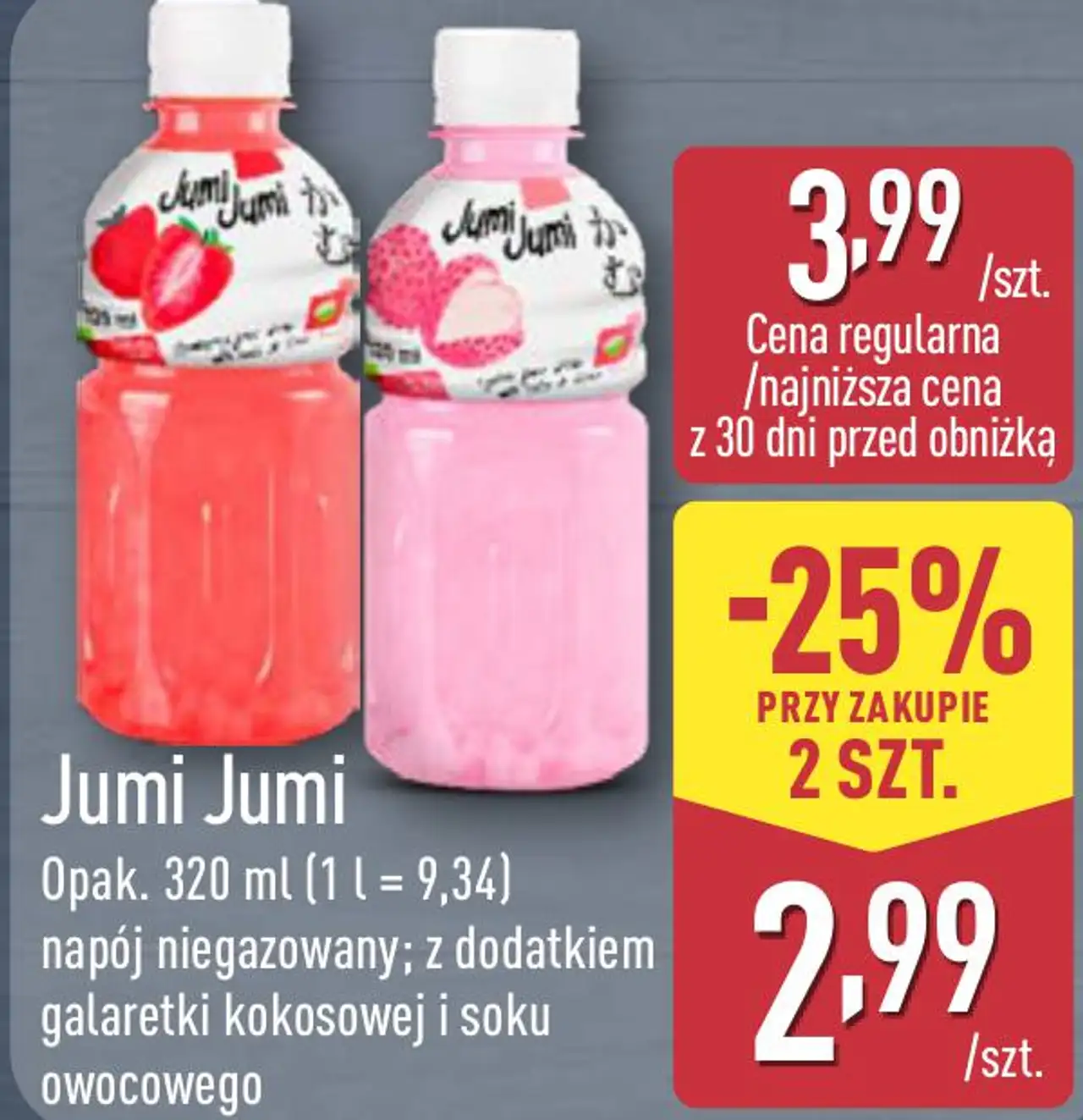 Jumi Jumi napój niegazowany; z dodatkiem galaretki kokosowej i soku owocowego
