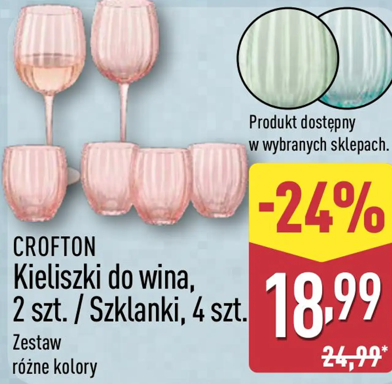 Kieliszki do wina, 2 szt. / Szklanki, 4 szt.