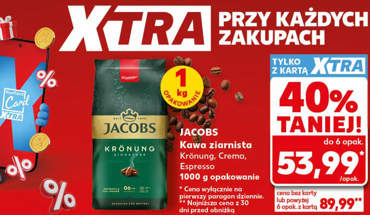 JACOBS Kawa ziarnista Krönung, Crema, Espresso 1000 g opakowanie