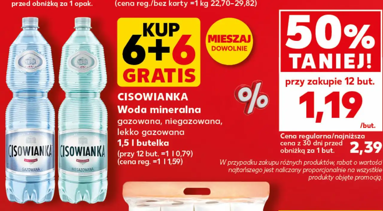 CISOWIANKA Woda mineralna gazowana, niegazowana, lekko gazowana 1,5 l butelka