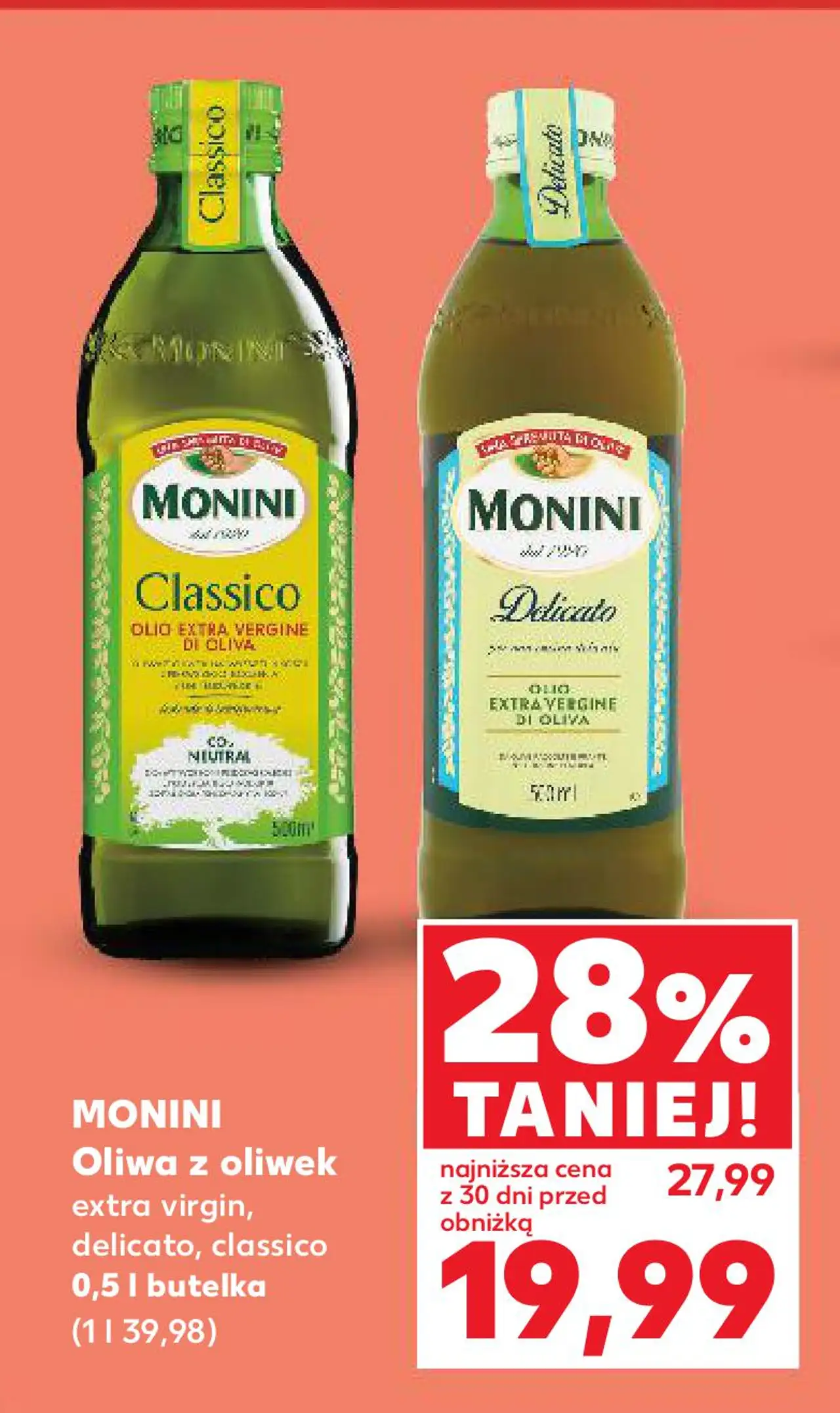 MONINI Oliwa z oliwek extra virgin, delicato, classico 0,5 l butelka
