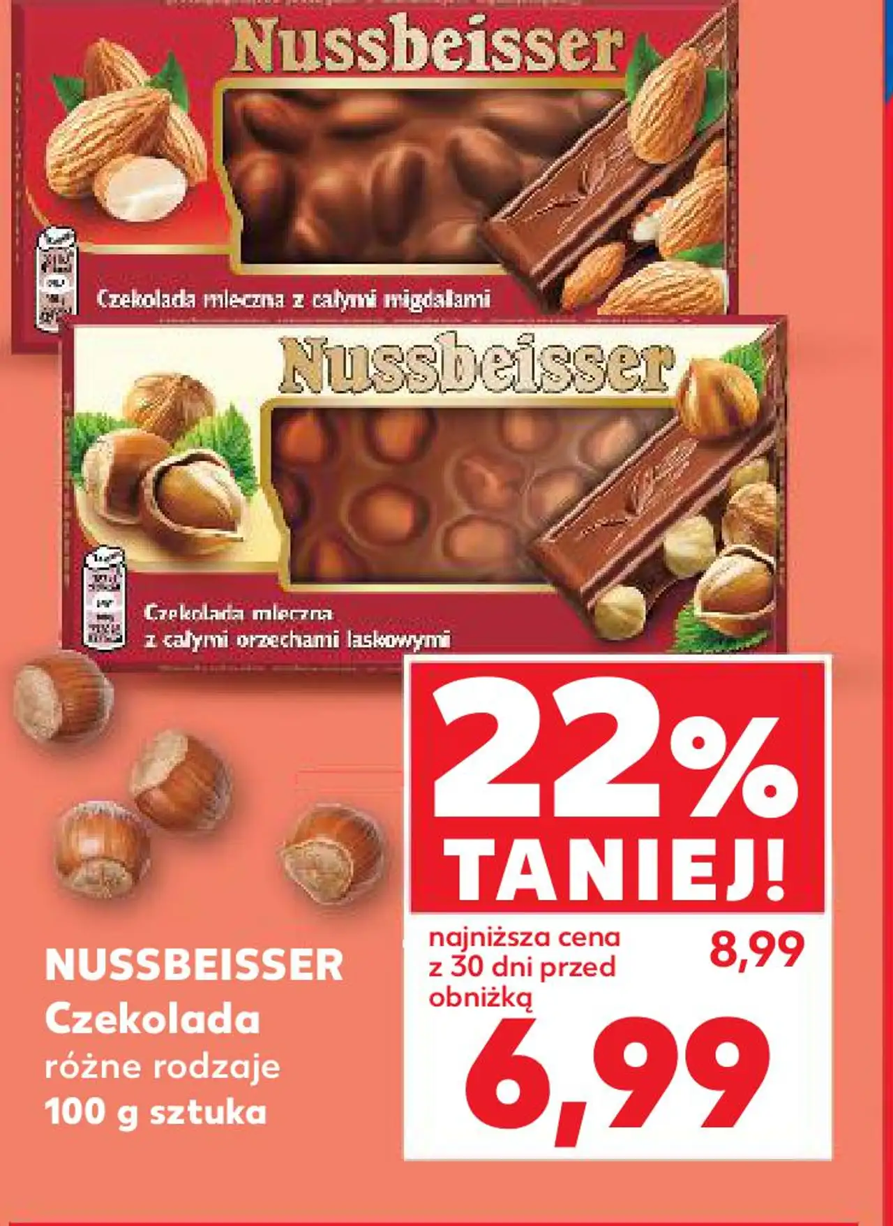 NUSSBEISSER Czekolada różne rodzaje 100 g sztuka