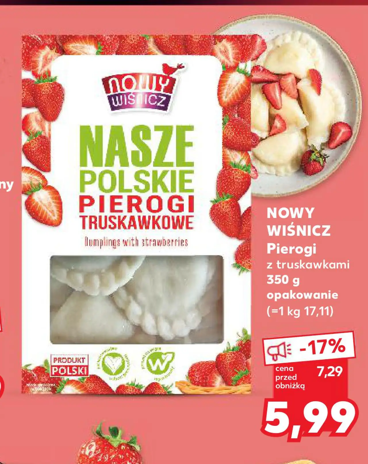 NOWY WIŚNICZ Pierogi z truskawkami 350 g opakowanie