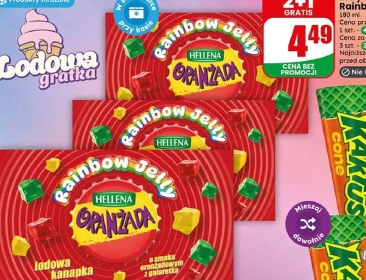 Lody kanapka oranżada Rainbow Jelly Hellena