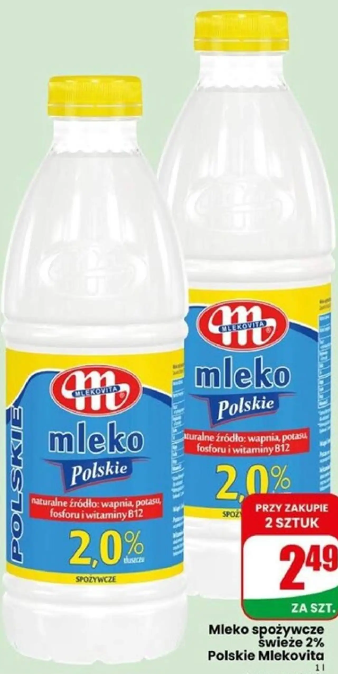 Mleko spożywcze świeże 2% Polskie Mlekovita 1 l