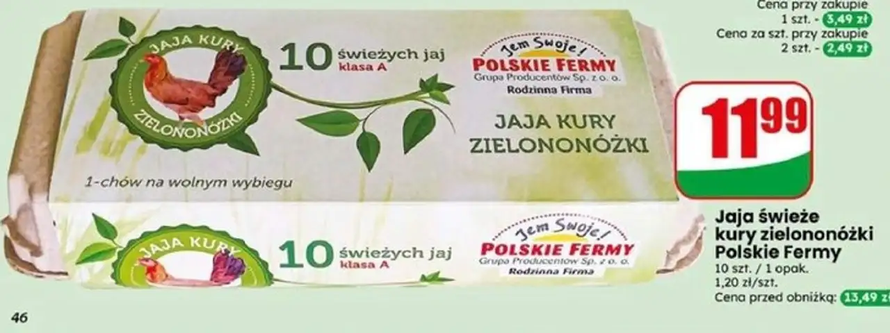 Jaja świeże kury zielononóżki Polskie Fermy 10 szt. / 1 opak.