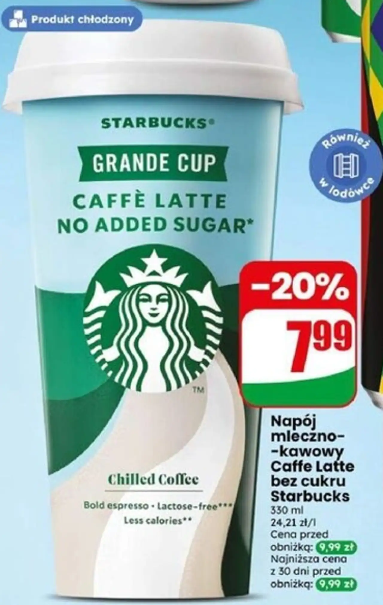 Napój mleczno-kawowy Caffe Latte bez cukru Starbucks